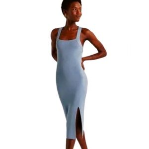 Abercrombie & Fitch L light blue Crossback Elevated knit midi dress